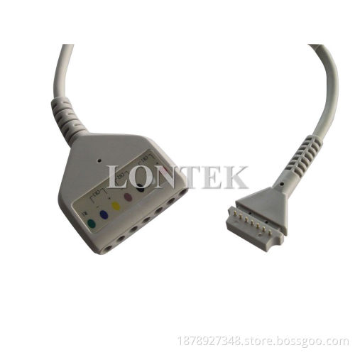 Burdick EKG Holter Cable With Din 7-Ld 3ch 45cm Aha Pcb 7 Pin>Din 5j
